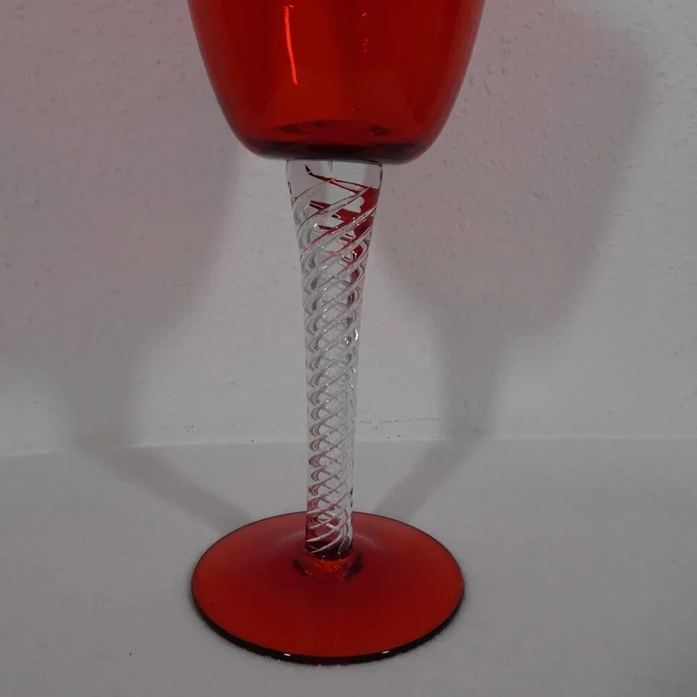 Blenko Vintage Air Twist Red Goblet Vase #489 Large 13